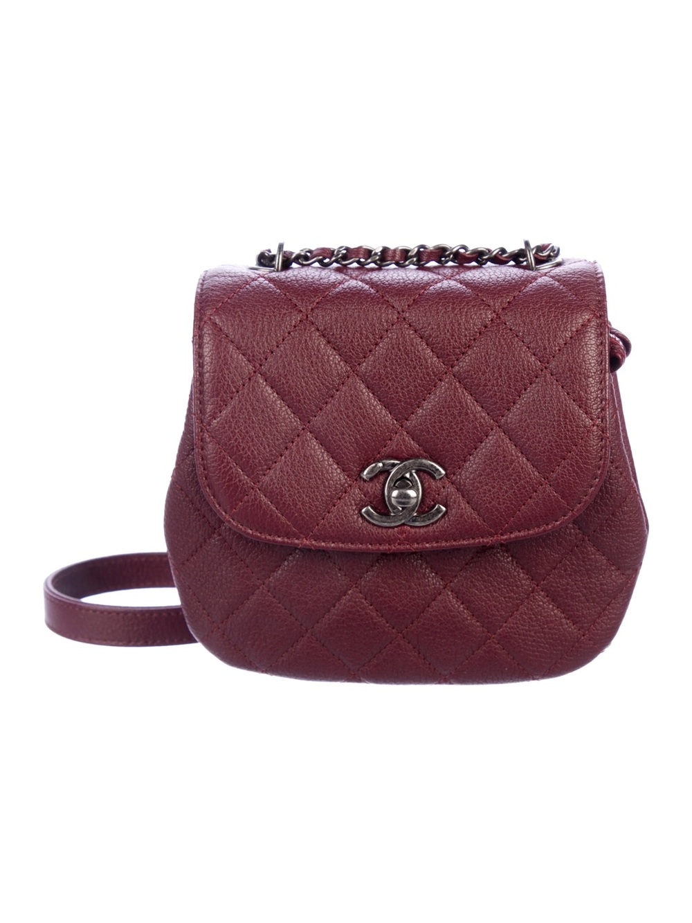 CHANEL CC Burgundy Caviar Waiter Flap Crossbody Bag 👛👜🥰